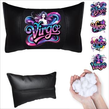 VIRGO - 1 Paar Auto Nackenkissen 20x30cm Nackenpolster mit Druck Astrologie ZODIAC STERNZEICHEN HOROSCOPE